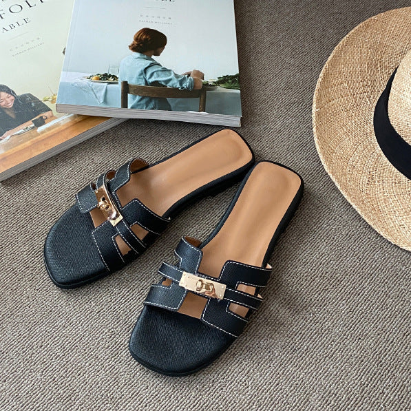 Kvinder stilfulde flade slide-sandaler med dekorative remme Stilla