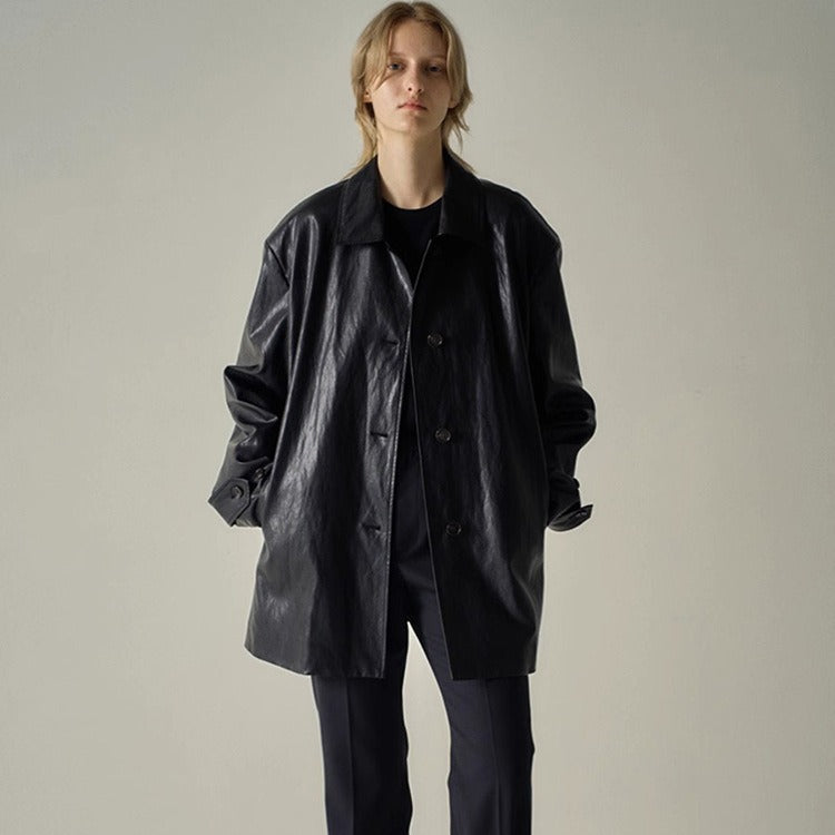 Kvinders fashionable faux læderjakke med oversized pasform Stilla