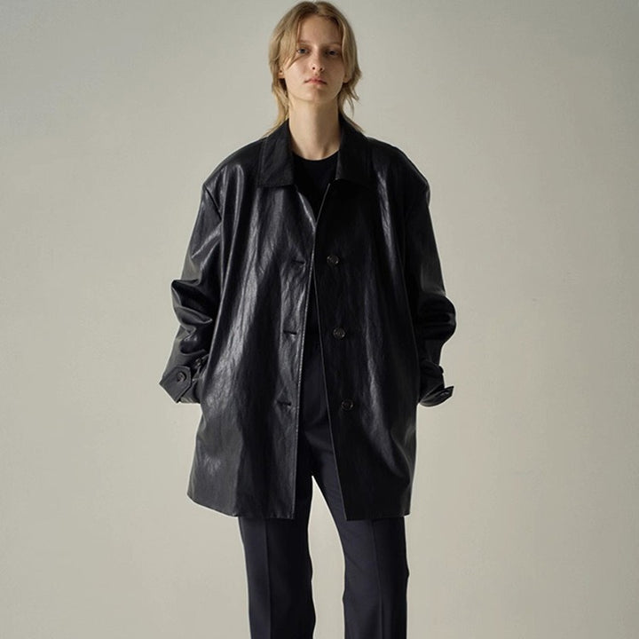 Kvinders fashionable faux læderjakke med oversized pasform Stilla