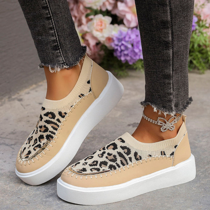 Dame Modische Slip-On Sneakers i Leopardmønster Stilla