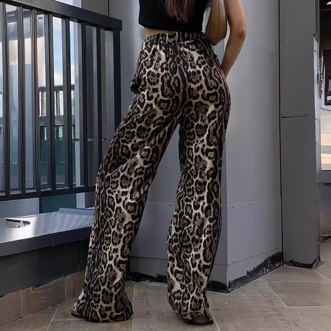 Dame Fritid Leopardskindsmønster Palazzo-Bukser Stilla