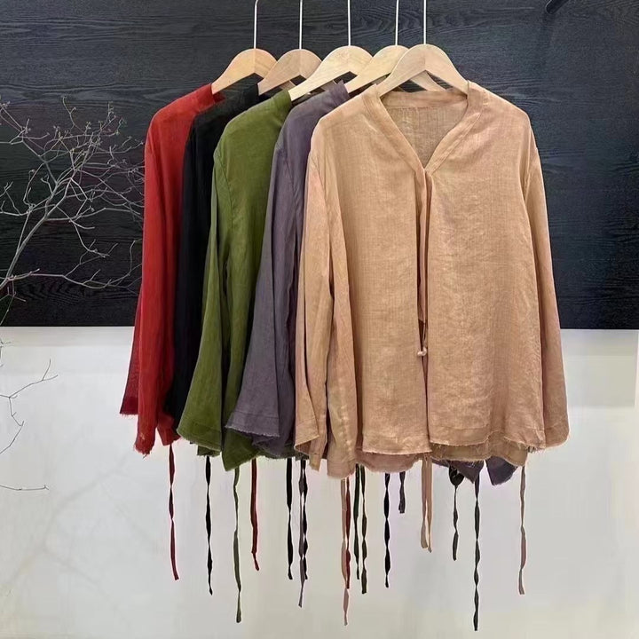 Femme Letvægts Tie-Front Langærmet Bluse Stilla