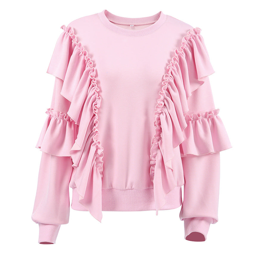 Dame sweatshirt med voluminøse flæser og afslappet snit Stilla