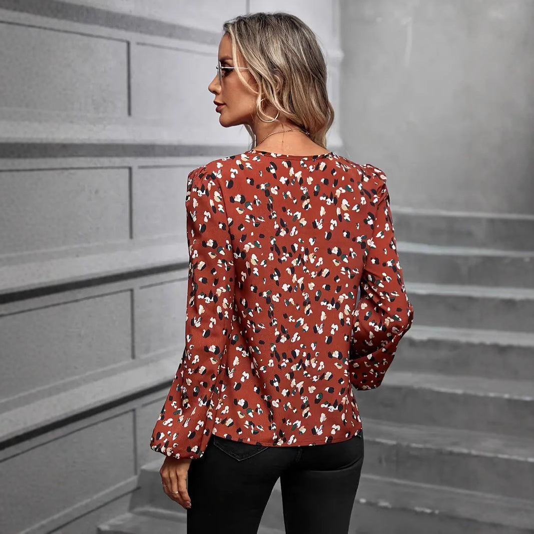 Dame elegant og luftig bluse med leopardprint Stilla