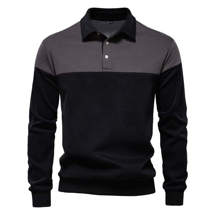 Herrer Polo-sweater med moderne farveblokdesign og sportiv krave Stilla
