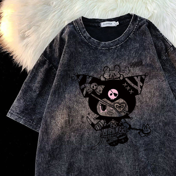 Dame T-shirt med kunstnerisk karaktertryk og afslappet snit Stilla