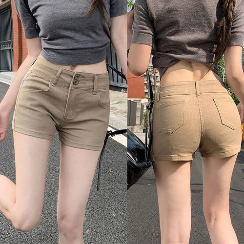 Dame mode shorts med knapdetaljer og høj talje snit Stilla