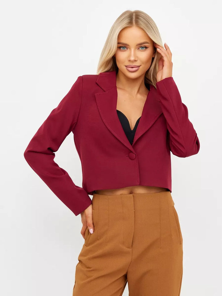 Dame elegant cropped blazerjakke med klassisk snit og skulderpolstring Stilla