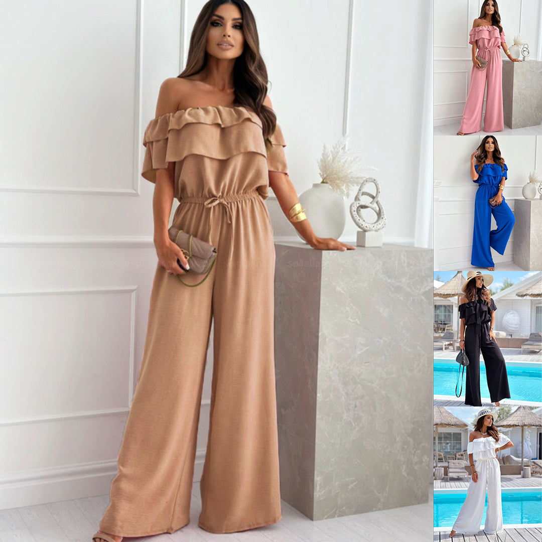 Damejumpsuit med off-shoulder design og bredt ben Stilla