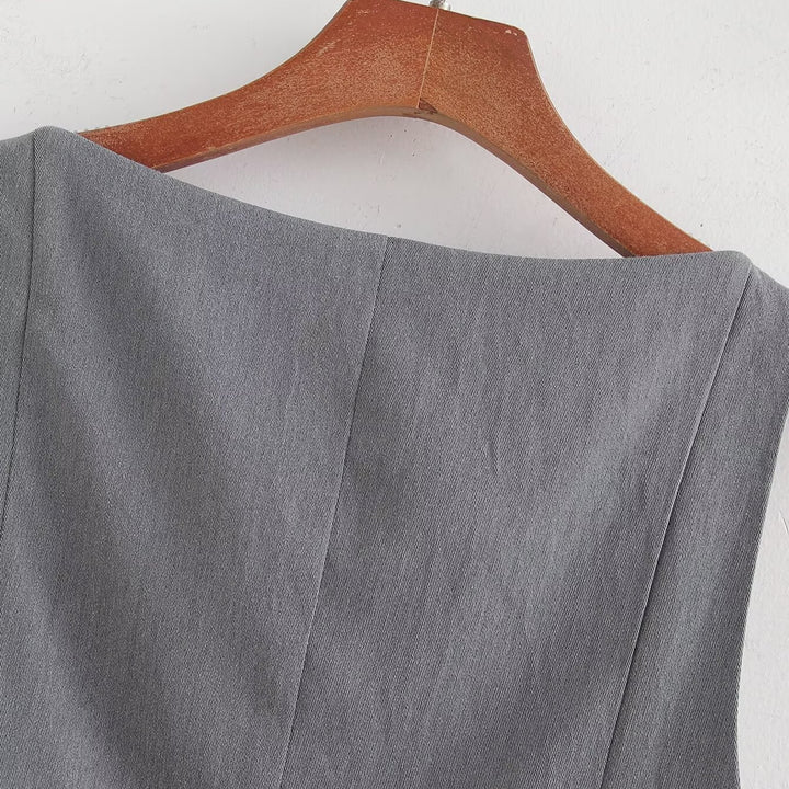 Dame Tailored Peplum-bluse med knapdetalje Stilla