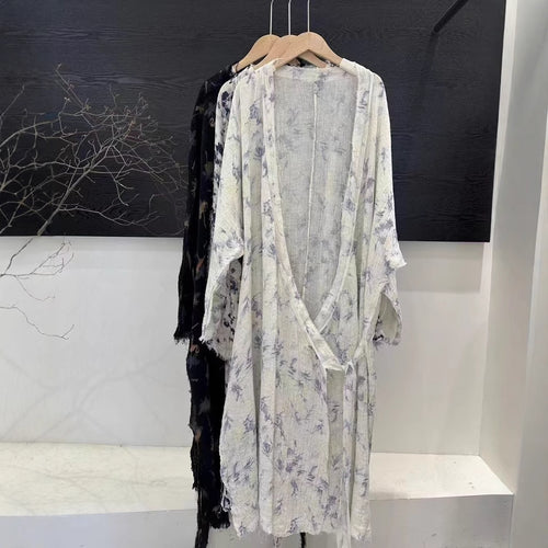 Femme Stilfuldt Floral Print Kimono Kjole Stilla