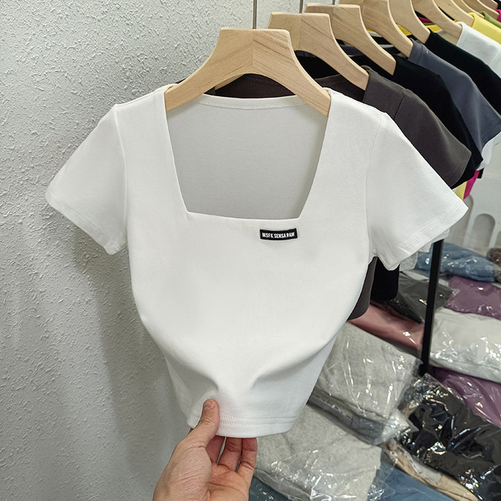 Femme Kvadrat-Udskæring Tætsiddende T-shirt Stilla