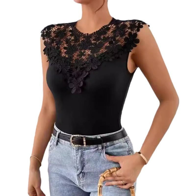 Dame Floral Spids Dekoreret Bodysuit Stilla