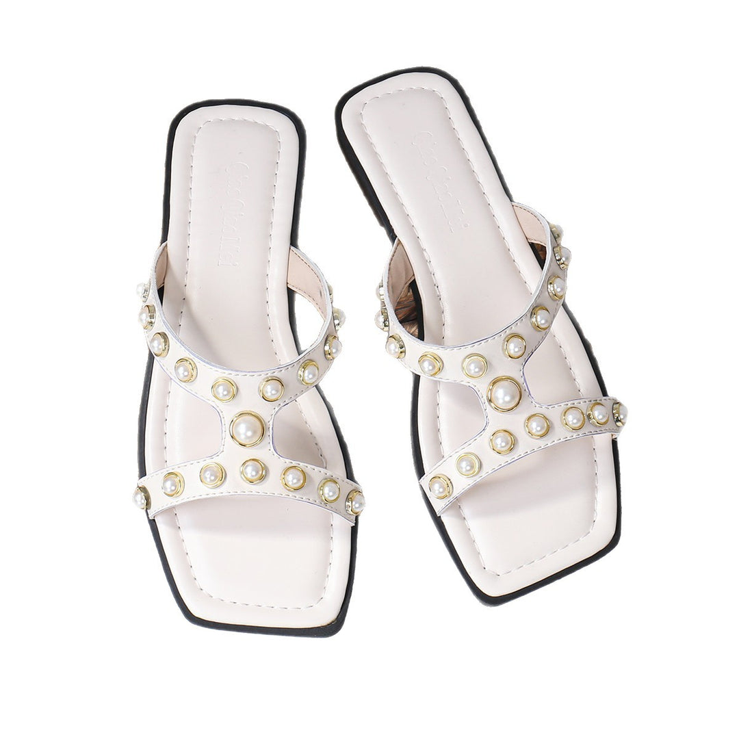 Dame Glamourøse Strand sandaler med elegante perle applikationer Stilla