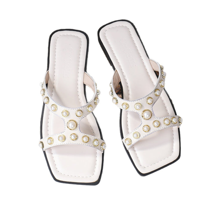 Dame Glamourøse Strand sandaler med elegante perle applikationer Stilla