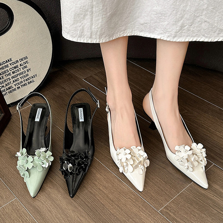 Damer Floral Udsmykkede Slingback Hæle Stilla