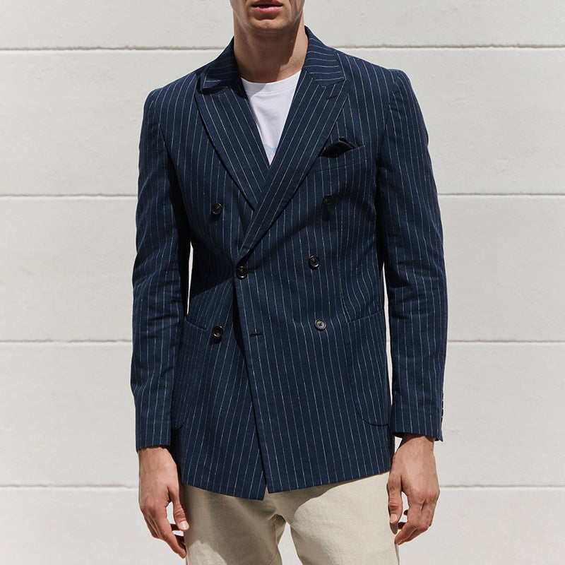 Herrer elegant stribet blazer i dobbelt snit Stilla