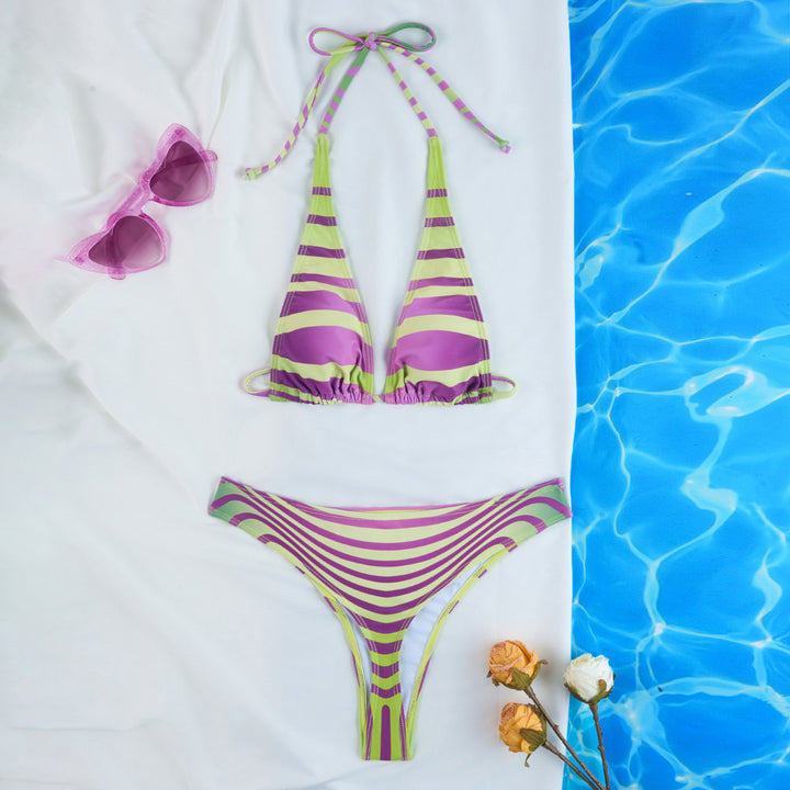 Dame stribet Triangle-Bikini-Sæt Stilla