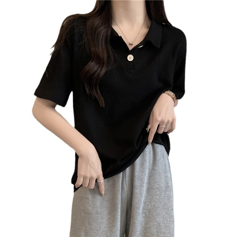 Femme Classic Vaffel Strik Polo-Shirt Stilla