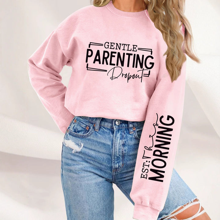 Kvinders sweatshirt med unikt trykt forældremotiv og afslappet pasform Stilla