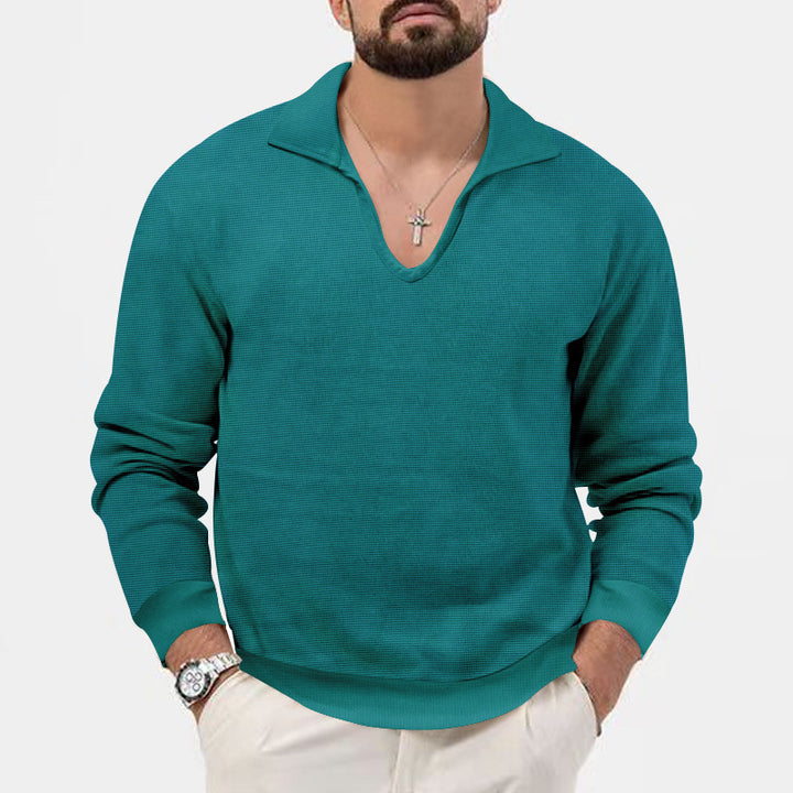 Herren V-hals pullover i afslappet strikdesign Stilla