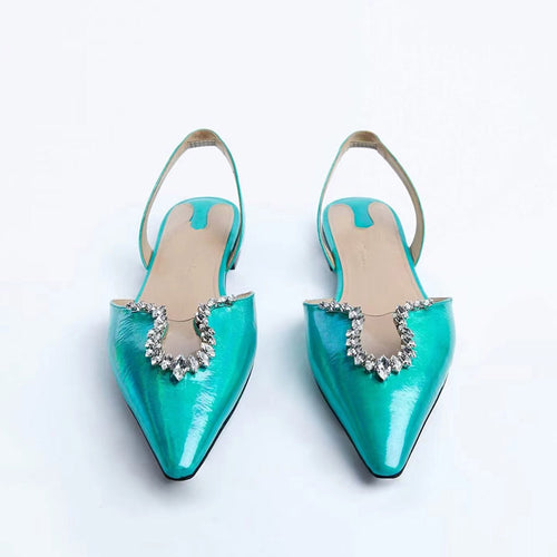 Femme Slingback Spidsestøvler med Strass-Accent Stilla