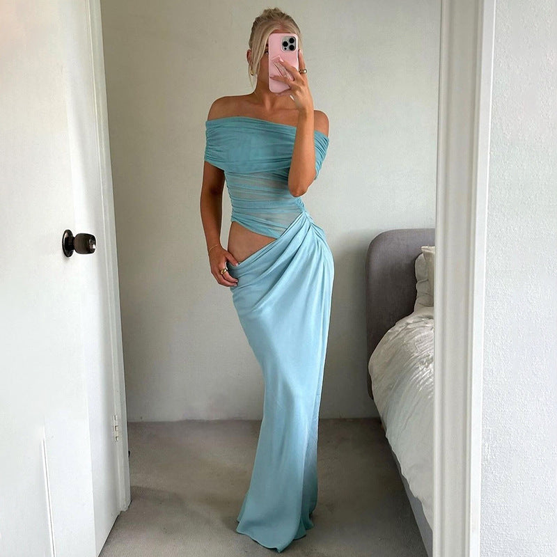 Dame elegant aften kjole med off-shoulder-design Skovae