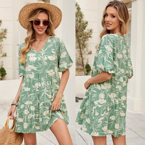 Dame Floral Gradient Mini Kjole Stilla