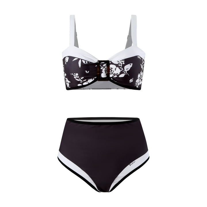 Dame højtaljet bikini med aftageligt pude og blomsterprint Stilla