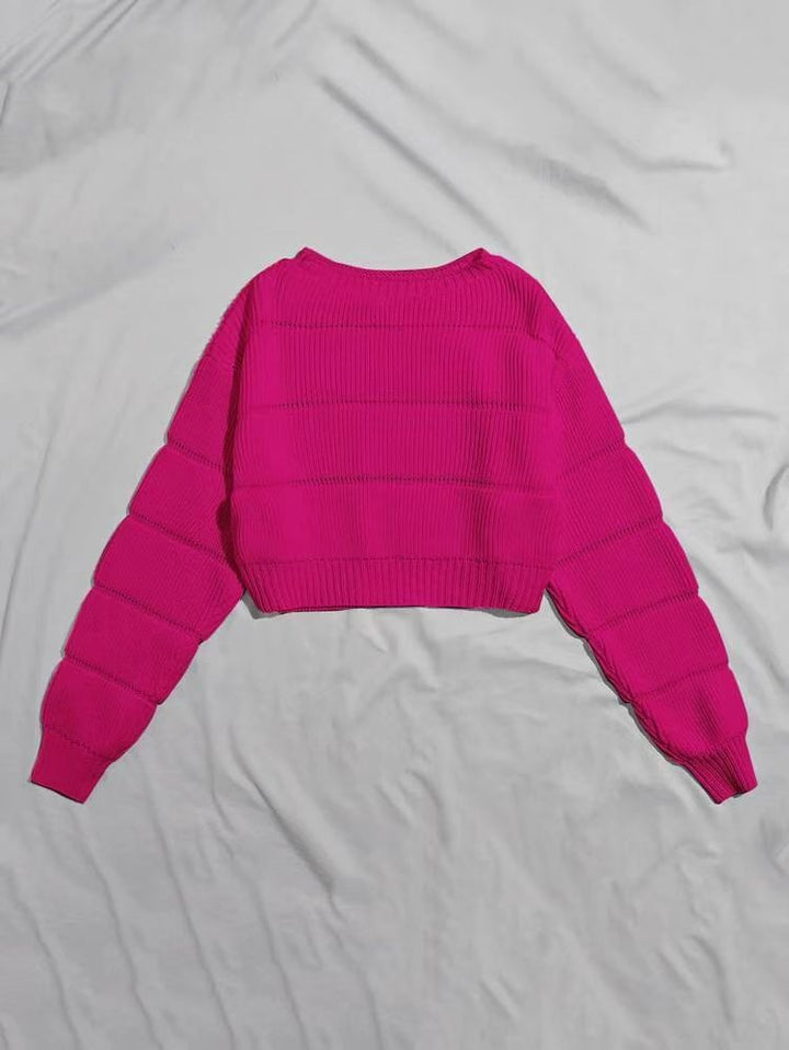 Dame moderigtige bløde crop pullover med tekstureret design Stilla