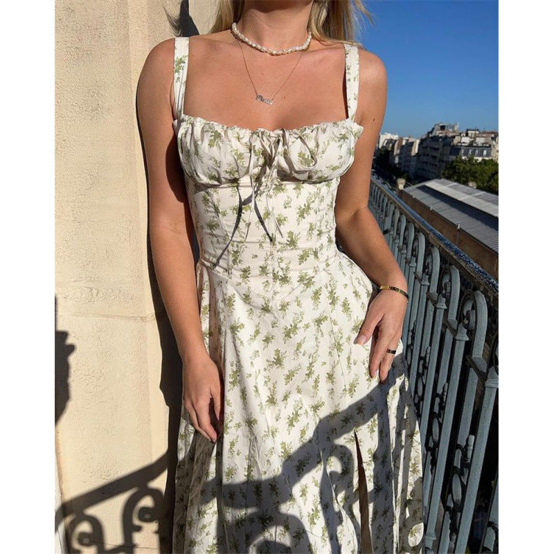 Femme Elegantes Maxi-kjole med flæse-top Stilla