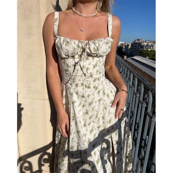 Femme Elegantes Maxi-kjole med flæse-top Stilla