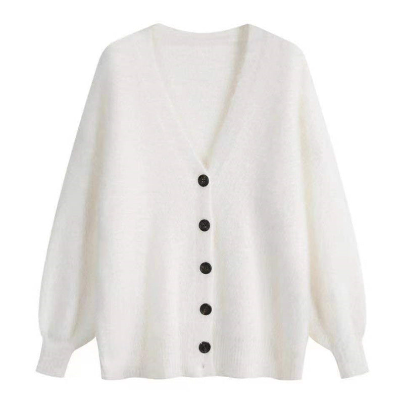 Femme Cozy Åben Fuzzy Strik-Cardigan Stilla