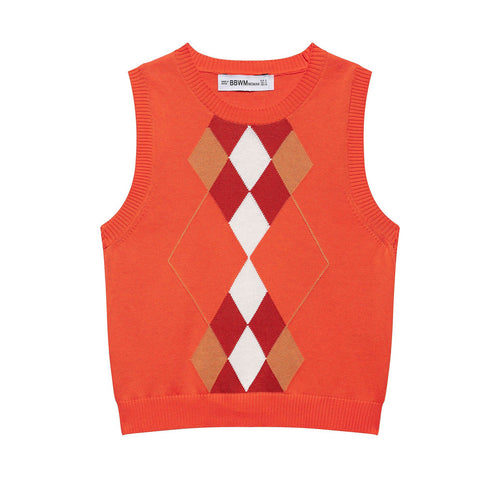 Femme Argyle Strik Crop Pullover Stilla