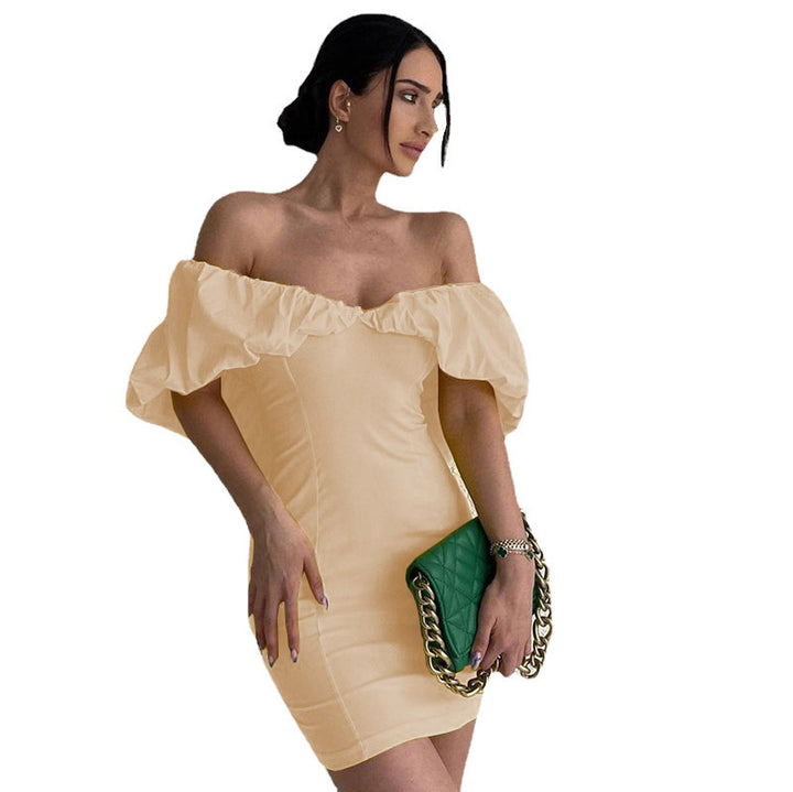 Dame Off-Shoulder Rynkekortkjole Stilla