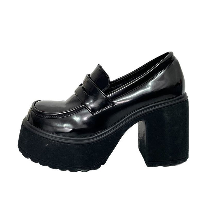 Dame Chunky Loafers med høj platform-blokhæl og dekorative remme Stilla