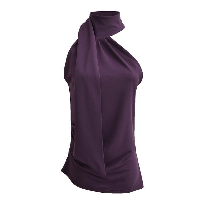 Dame elegant top med asymmetrisk krave og flydende stof Stilla