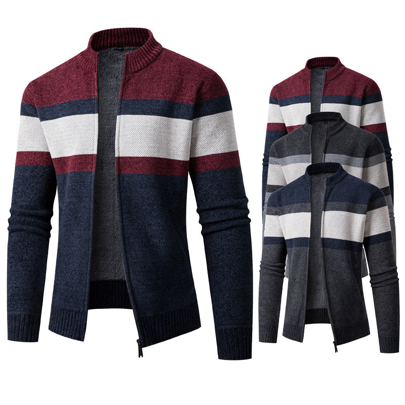 Herrer struktureret strik-zip--pullover Stilla