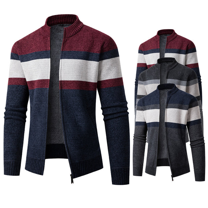 Herrer struktureret strik-zip--pullover Stilla