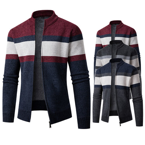 Herrer struktureret strik-zip--pullover Stilla