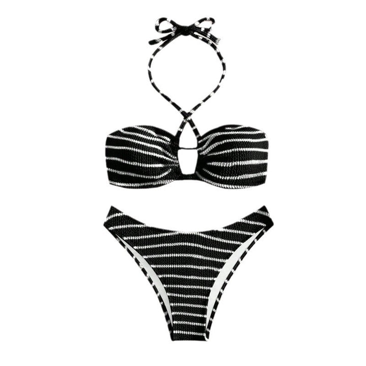 Dame bikini sæt med krydset top og høj benudskæring Stilla
