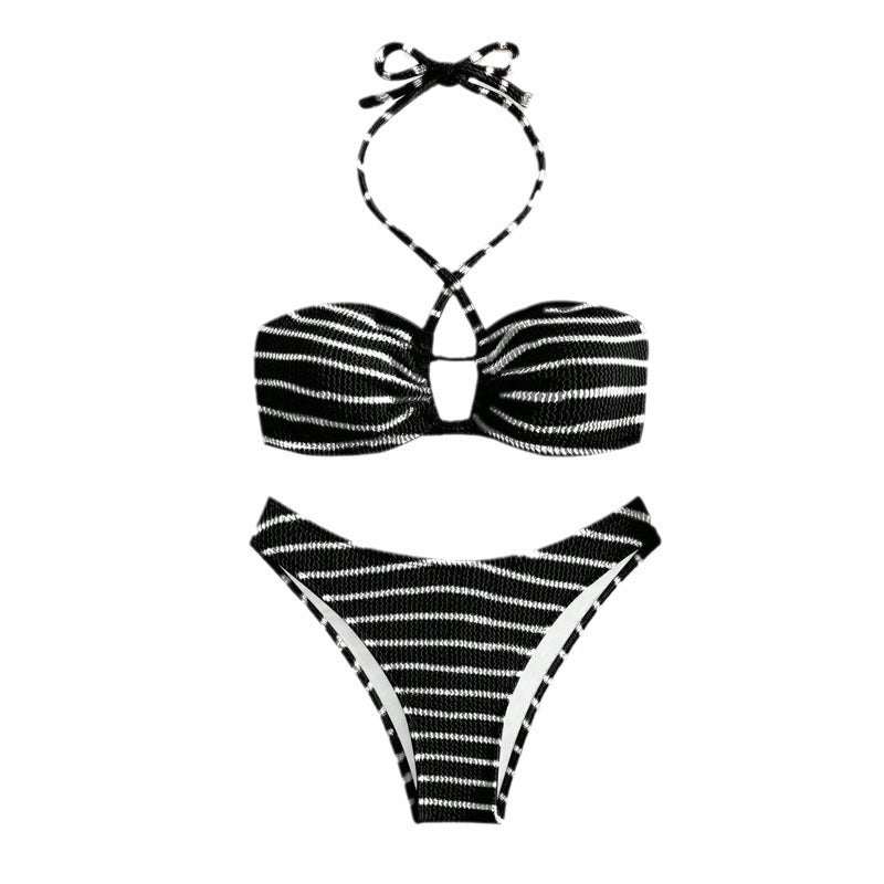 Dame Bandeau-bikini med legende design og trendy bindebånd Skovae