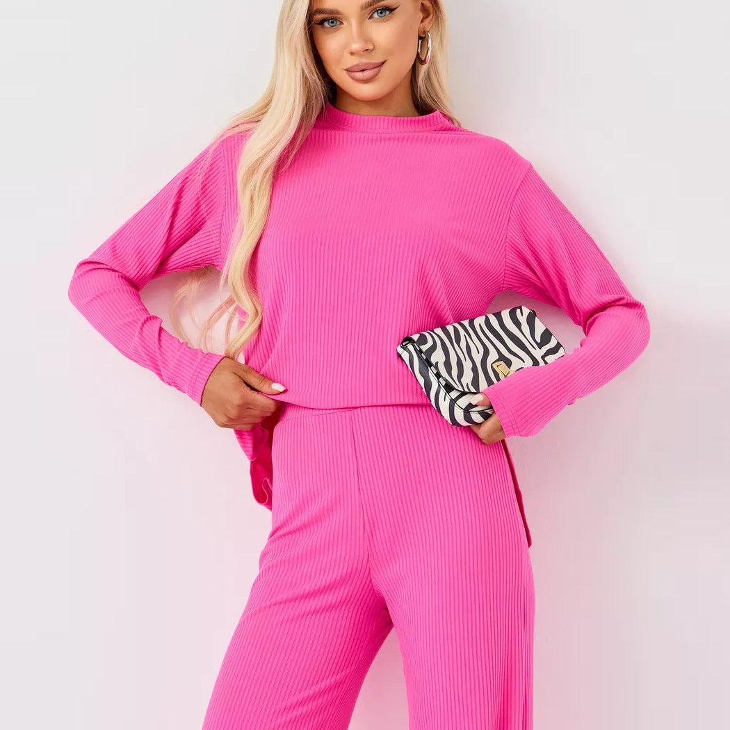 Dame cropped Langærmet skjorte med moderne knude design og fin rib struktur Stilla