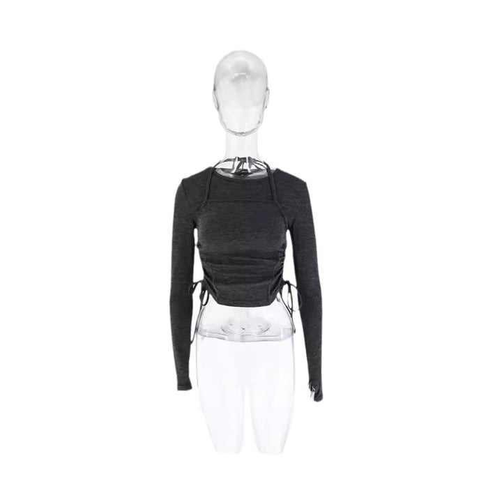 Dame Langærmet Crop-Top med justerbar snor Skovae