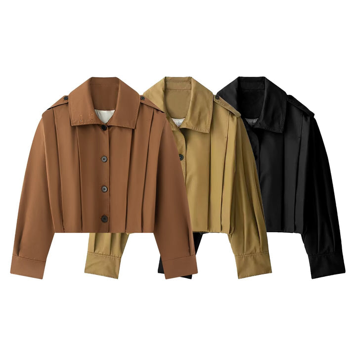 Dame mode kort jakke med elegante plissé-detaljer Stilla