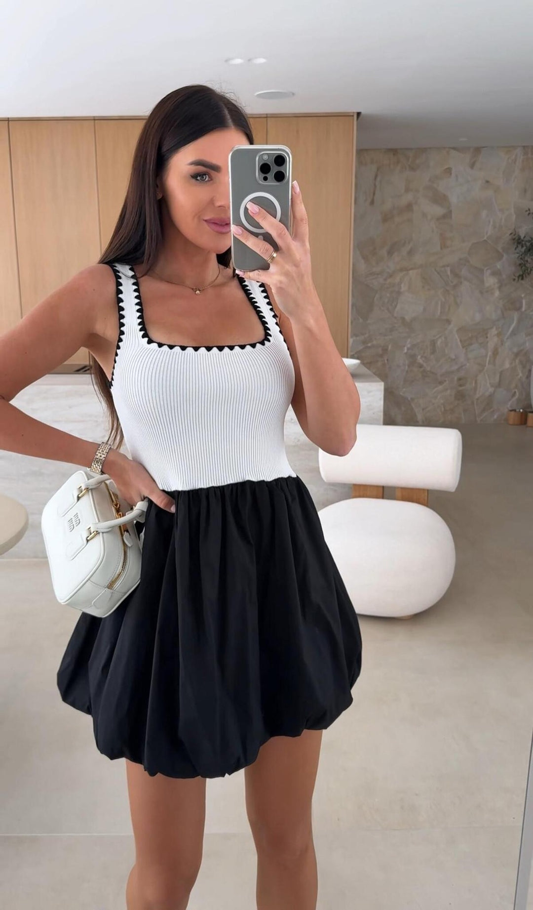 Dame Puffærme Twill Mini Kjole Stilla