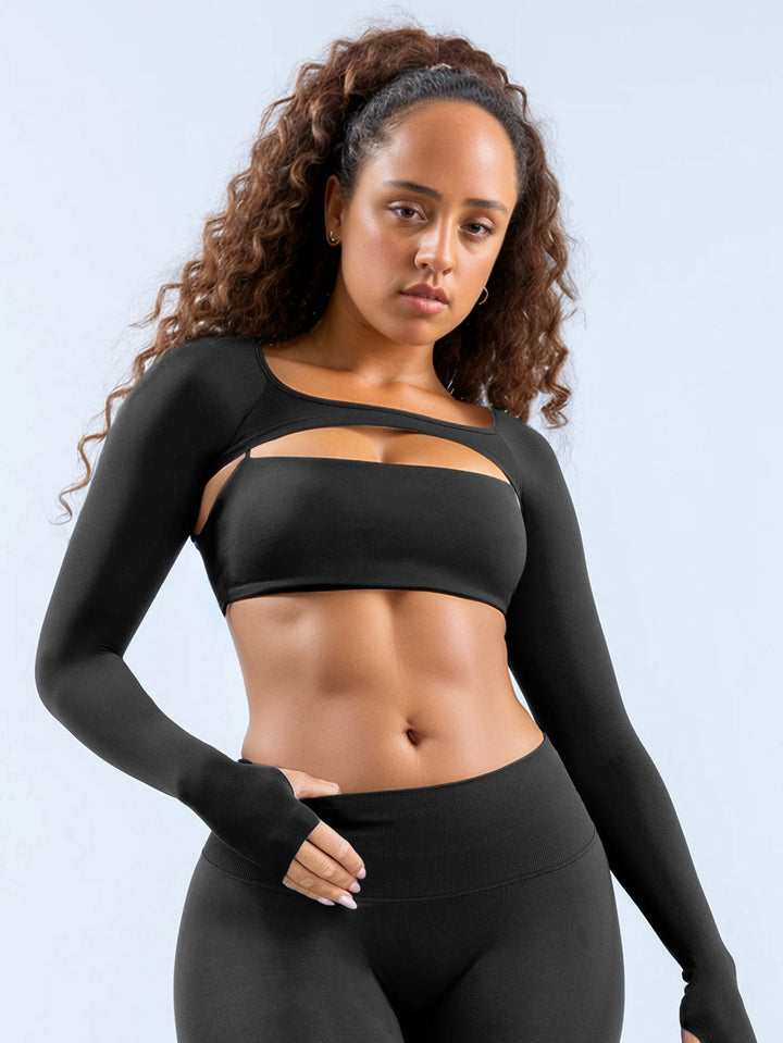 Dame Sporty Langærmet Crop-Top med skåret design Skovae