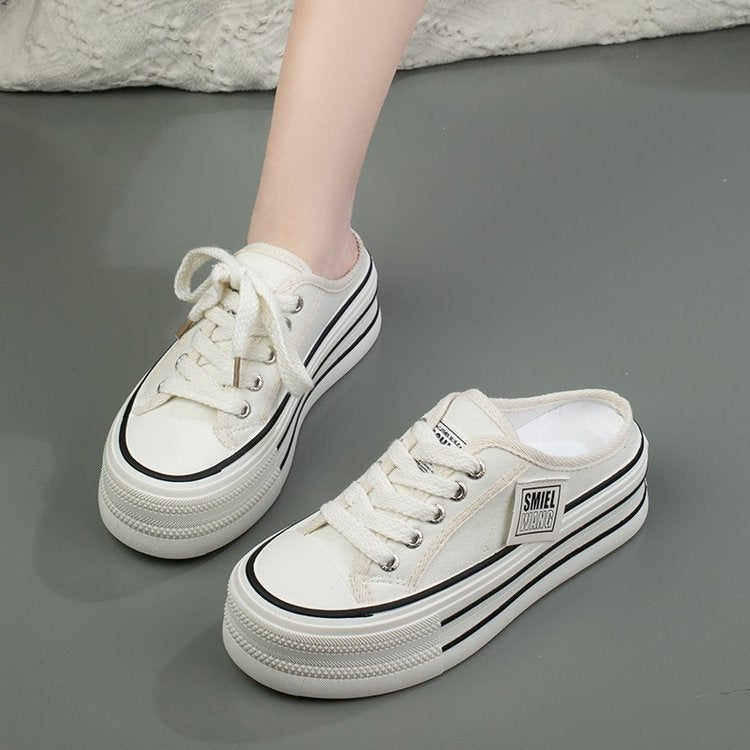 Dame Komfortable Platform Sneakers med åndbart canvas-overmateriale og fleksibel sål Stilla
