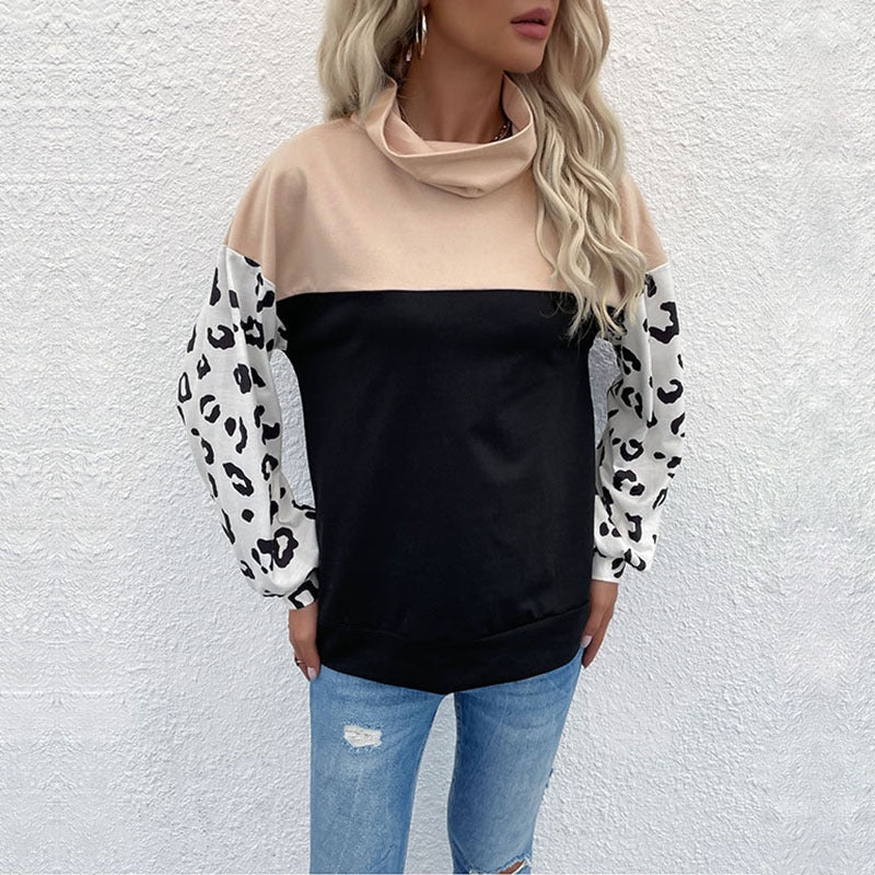 Damer mode sweatshirt med dyreprint og høj krave Stilla