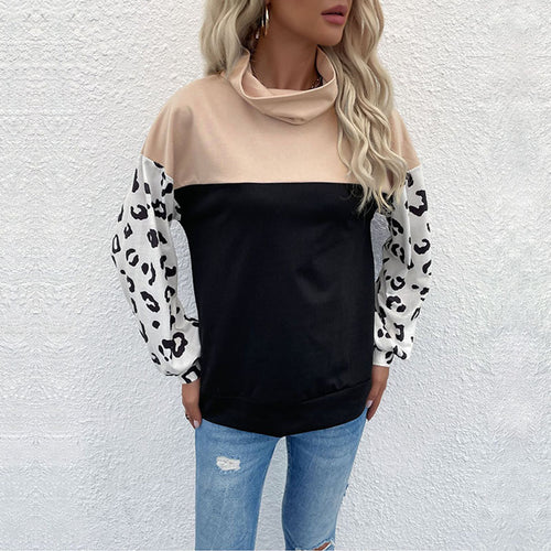 Damer mode sweatshirt med dyreprint og høj krave Stilla